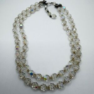 up to 15" double strands of 8mm Aurora Borealis Crystal beaded necklace!